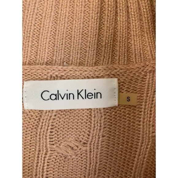 Calvin Klein Sparkle Sweater Dress Tan Size Small - Picture 4 of 9